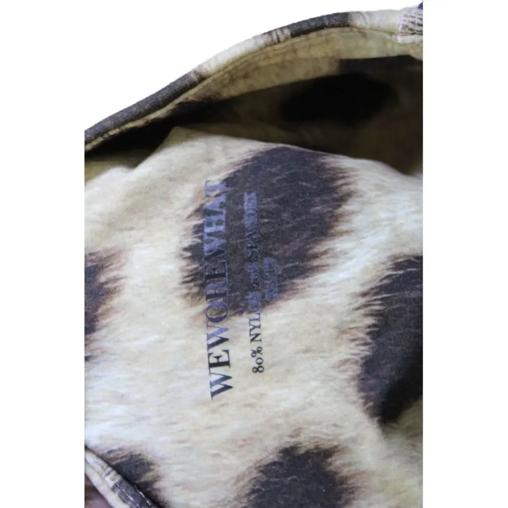 We Wore What Womens Leopard Print Pull On Biker Shorts Brown Size XS